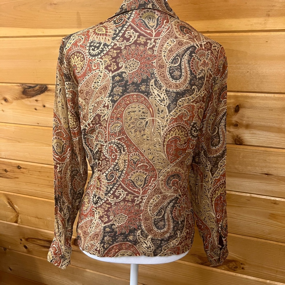 Escada Paisley Print Blouse in Brown and Gold - Picture 2 of 4